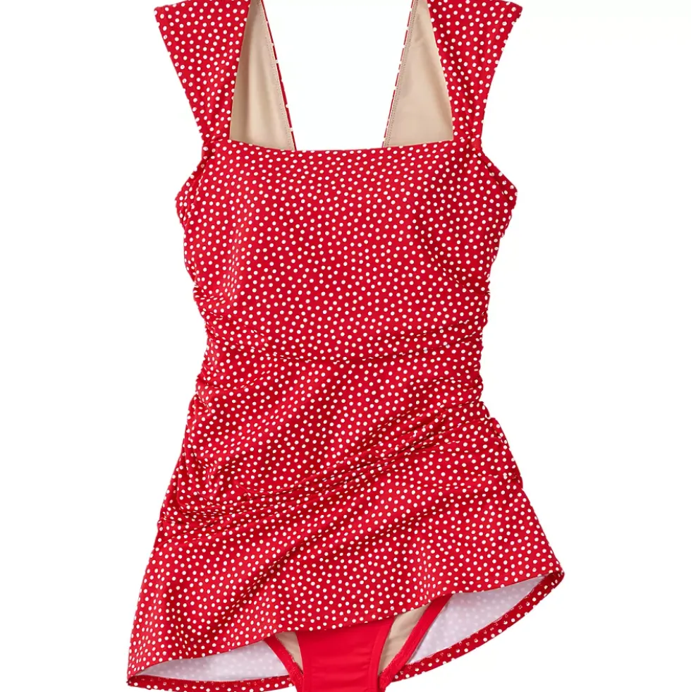 Women's NEW Smoothing Square Neck Ruched Swim Dress Swimsuit