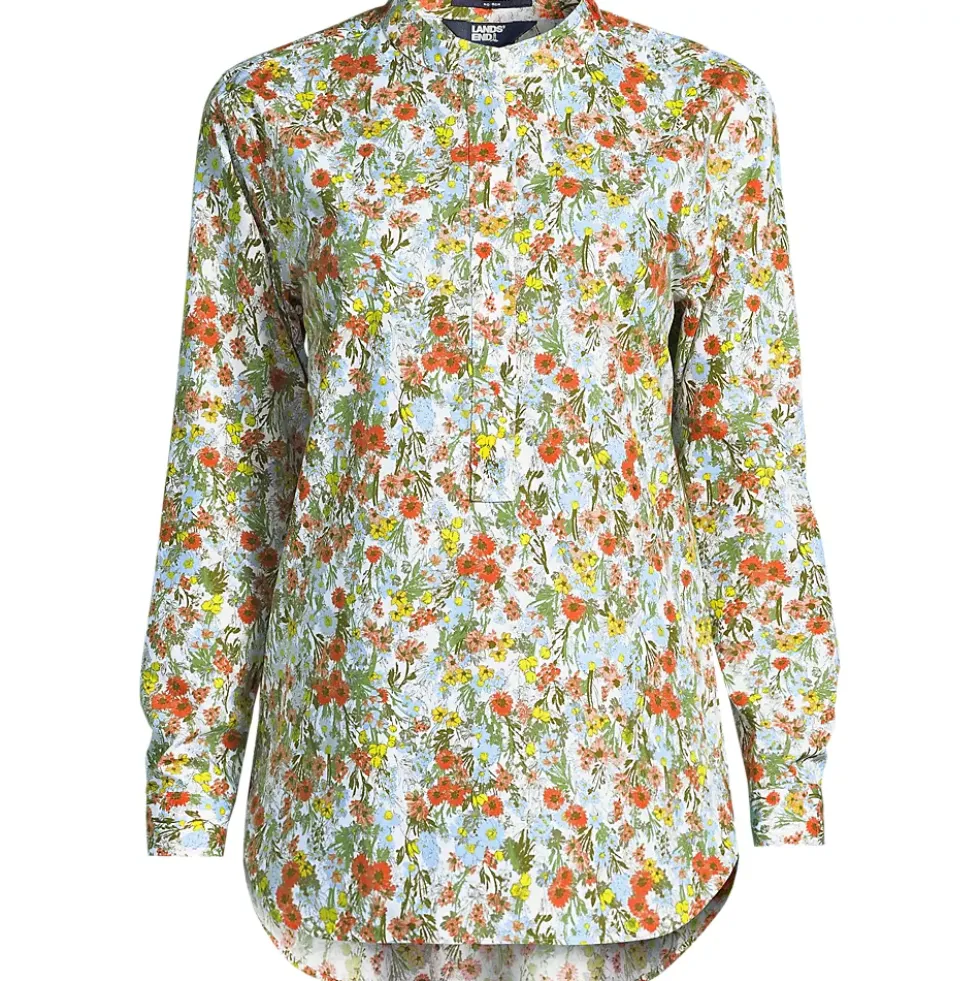 Women's No Iron Banded Collar Popover Shirt