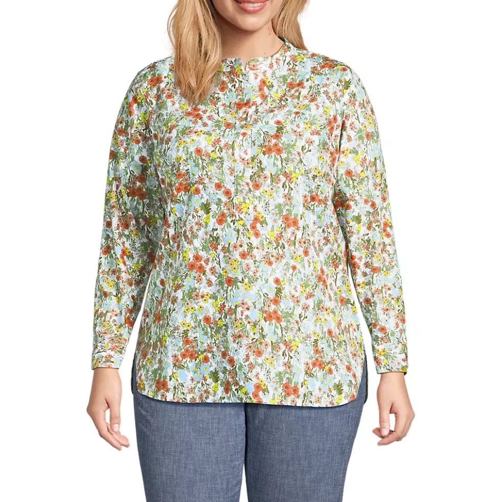 Women's No Iron Banded Collar Popover Shirt