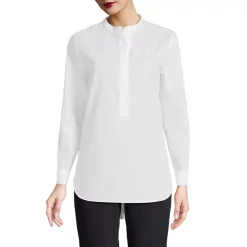 Women's No Iron Banded Collar Popover Shirt