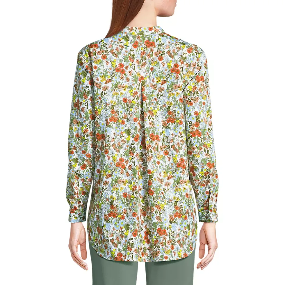 Women's No Iron Banded Collar Popover Shirt