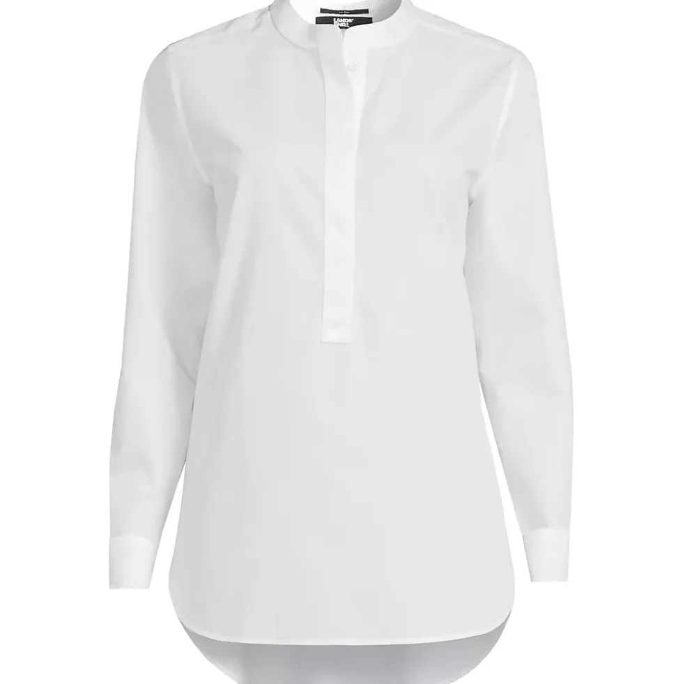 Women's No Iron Banded Collar Popover Shirt