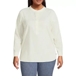 Women's No Iron Banded Collar Popover Shirt