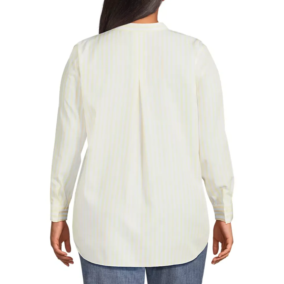 Women's No Iron Banded Collar Popover Shirt