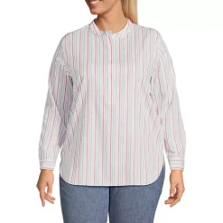 Women's No Iron Banded Collar Popover Shirt