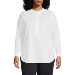 Women's No Iron Banded Collar Popover Shirt