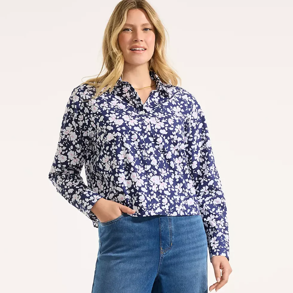 Women's No Iron Boxy Cropped Shirt