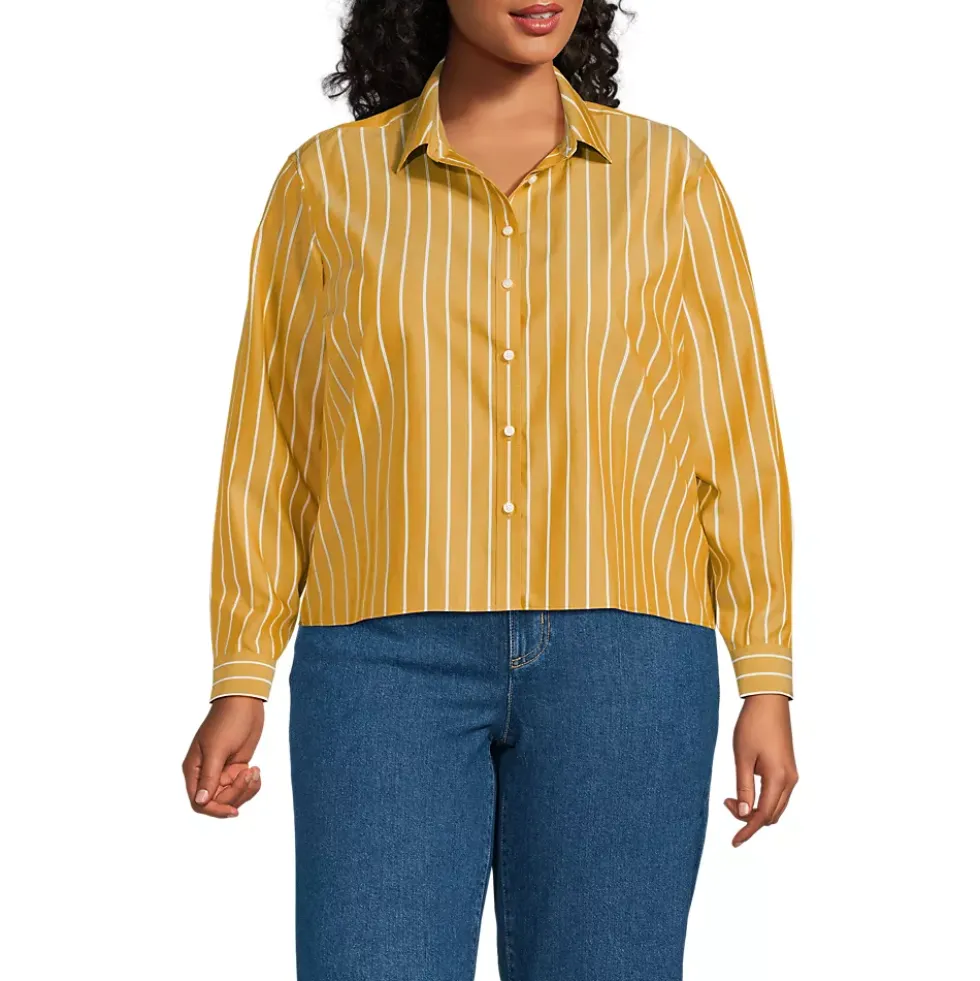 Women's No Iron Boxy Cropped Shirt