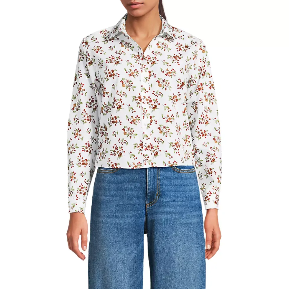 Women's No Iron Boxy Cropped Shirt