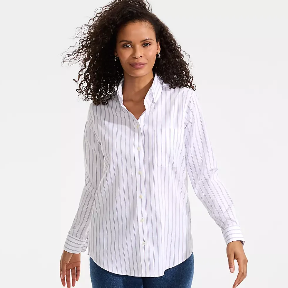 Women's No Iron Pinpoint Relaxed Fit Shirt