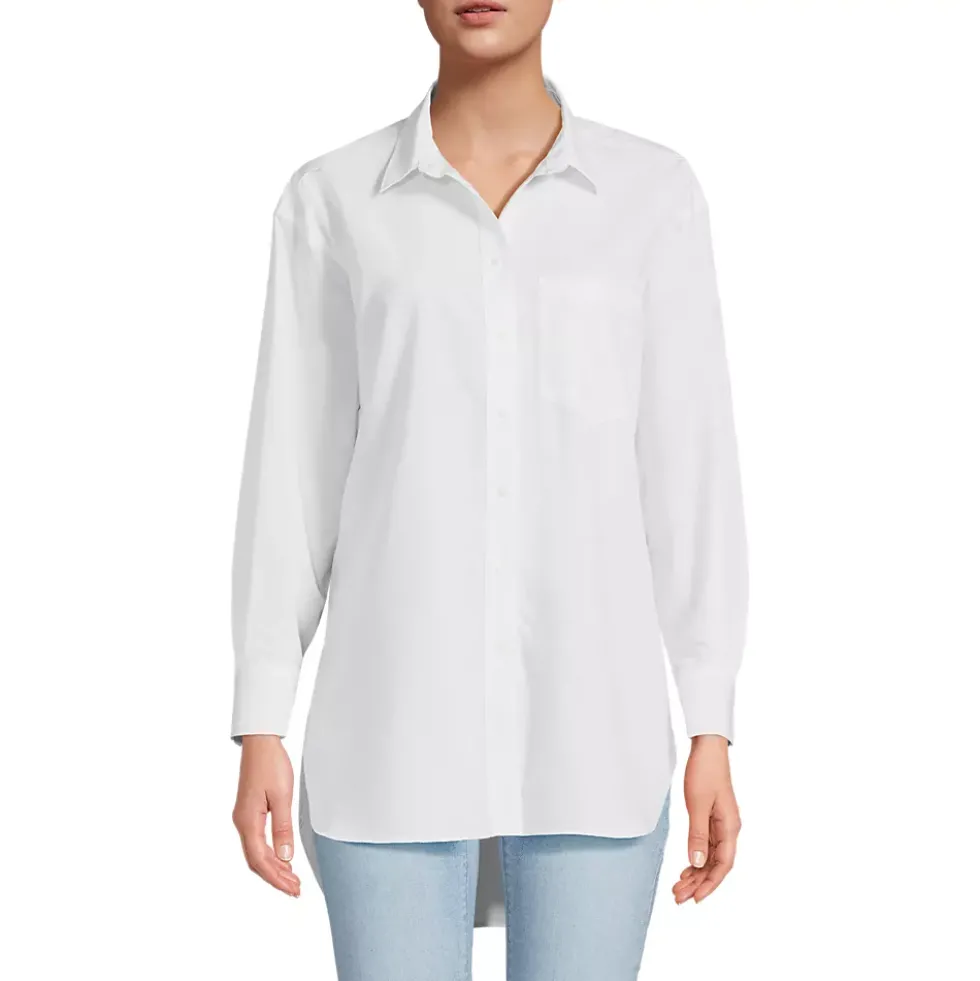 Women's No Iron Poplin Extra Long Tunic