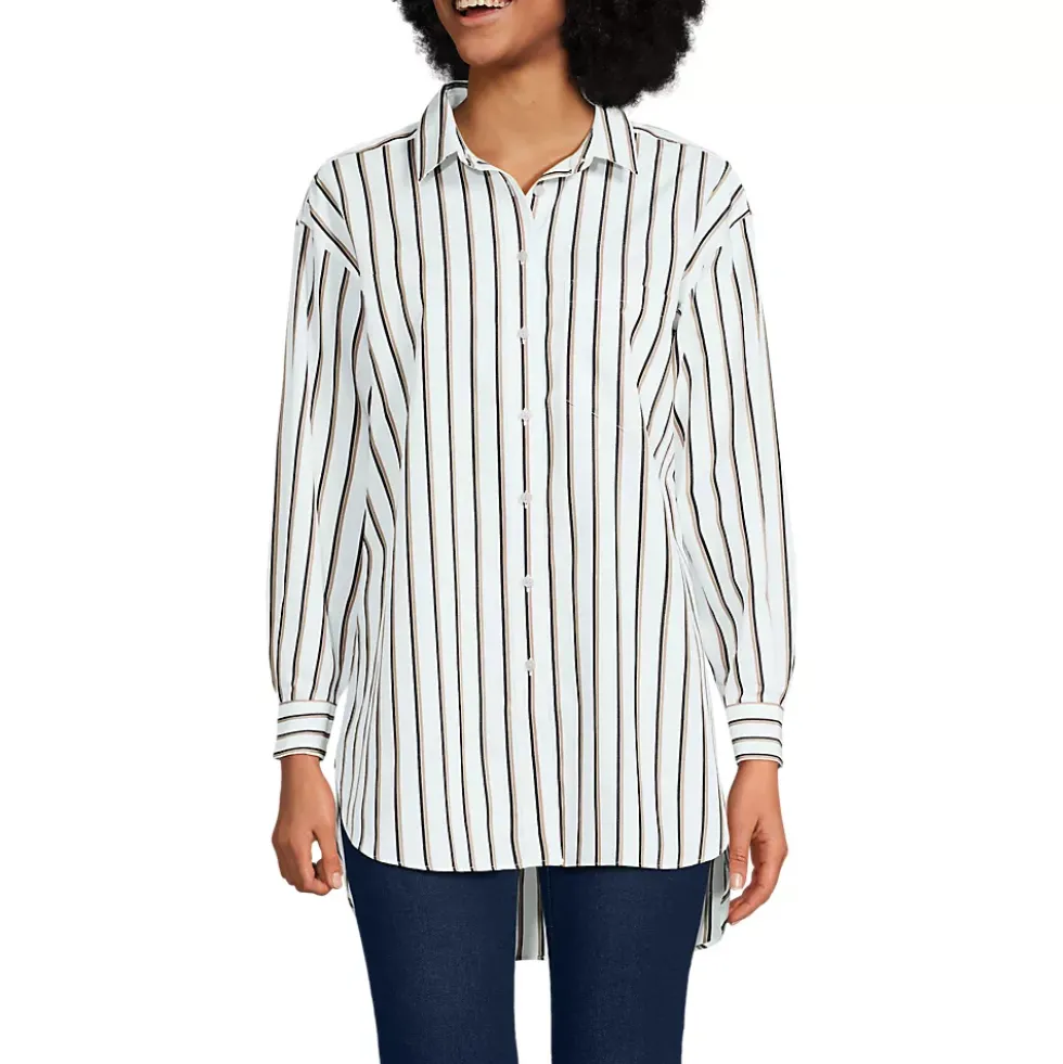 Women's No Iron Poplin Extra Long Tunic
