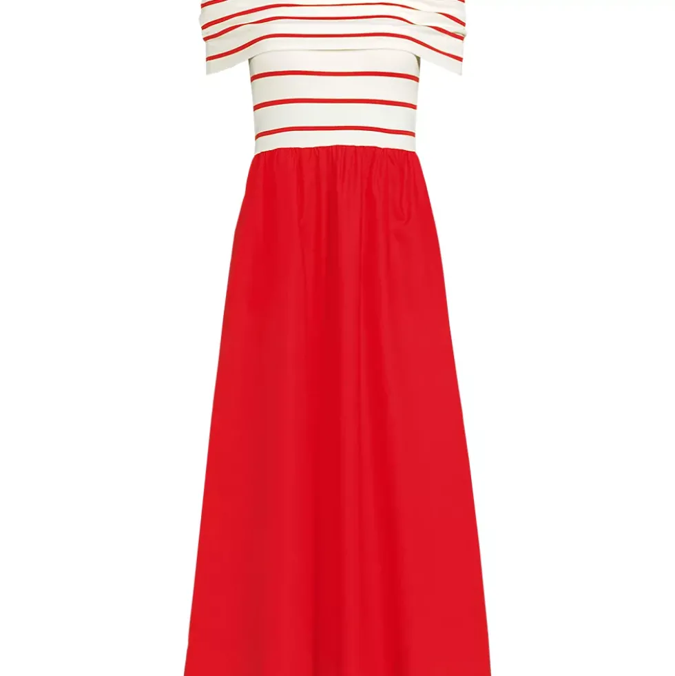 Women's Off the Shoulder Slender Mixed Media Dress