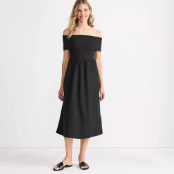 Women's Off the Shoulder Slender Mixed Media Dress