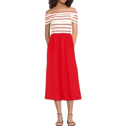 Women's Off the Shoulder Slender Mixed Media Dress