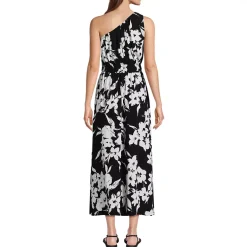 Women's One Shoulder Crepe Midi Dress