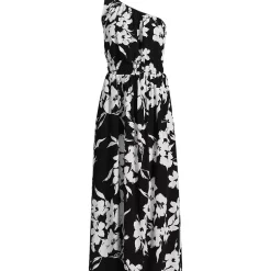 Women's One Shoulder Crepe Midi Dress