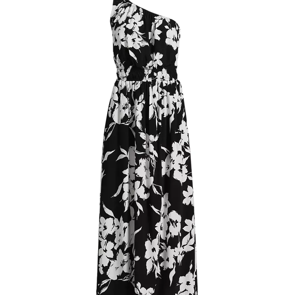 Women's One Shoulder Crepe Midi Dress