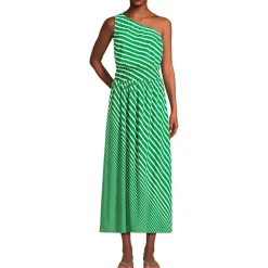 Women's One Shoulder Crepe Midi Dress