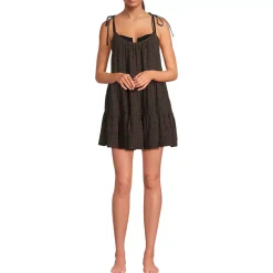 Women's Oversized Cotton Gauze Tiered Mini Cover-up Dress