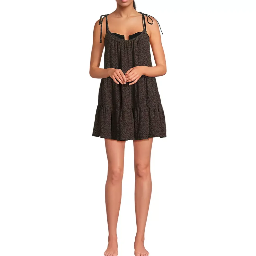 Women's Oversized Cotton Gauze Tiered Mini Cover-up Dress