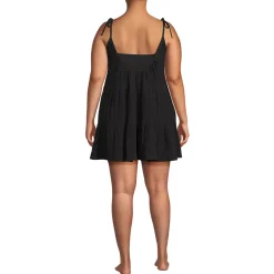 Women's Oversized Cotton Gauze Tiered Mini Cover-up Dress