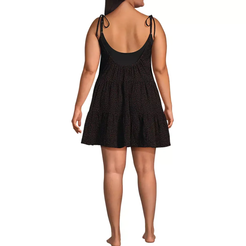 Women's Oversized Cotton Gauze Tiered Mini Cover-up Dress
