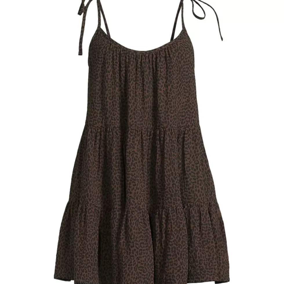 Women's Oversized Cotton Gauze Tiered Mini Cover-up Dress