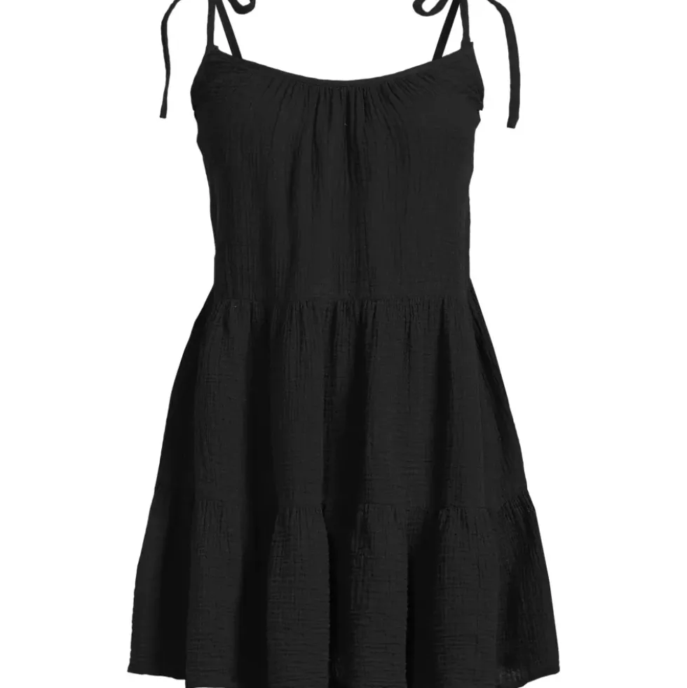Women's Oversized Cotton Gauze Tiered Mini Cover-up Dress