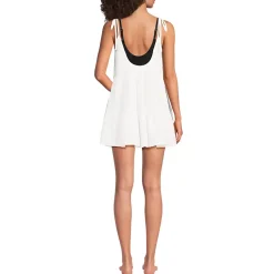 Women's Oversized Cotton Gauze Tiered Mini Cover-up Dress