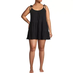 Women's Oversized Cotton Gauze Tiered Mini Cover-up Dress