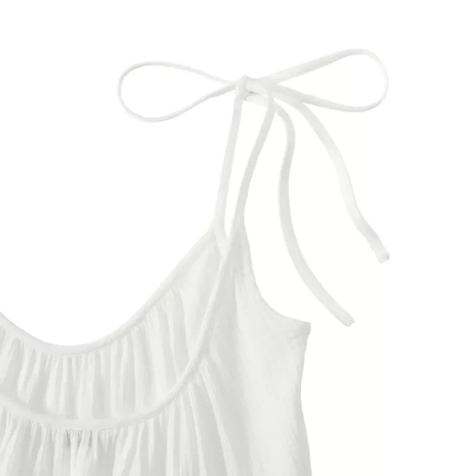 Women's Oversized Cotton Gauze Tiered Mini Cover-up Dress