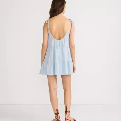 Women's Oversized Cotton Gauze Metallic Tiered Mini Cover-up Dress