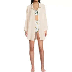 Women's Oversized Gauze Button Front Cover-Up Shirt