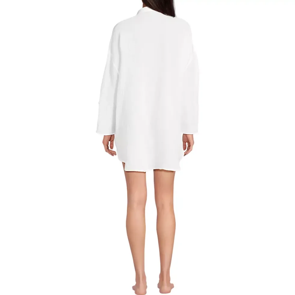 Women's Oversized Gauze Button Front Cover-Up Shirt