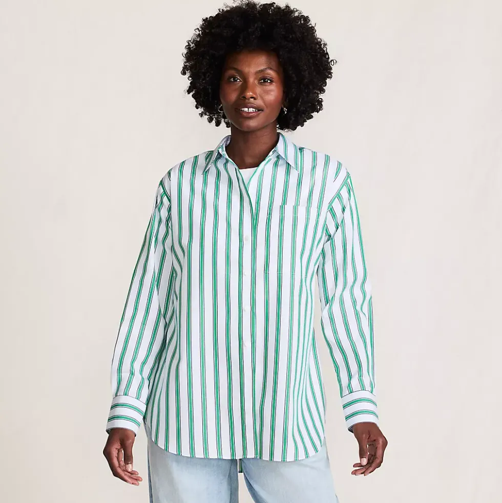 Women's Oversized No Iron Tunic with Statement Collar Shirt