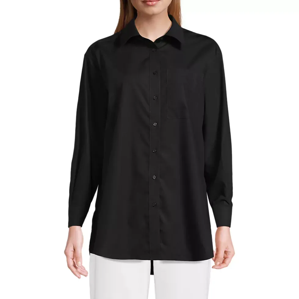 Women's Oversized No Iron Tunic with Statement Collar Shirt