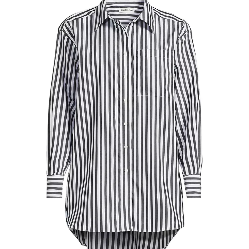 Women's Oversized No Iron Tunic with Statement Collar Shirt