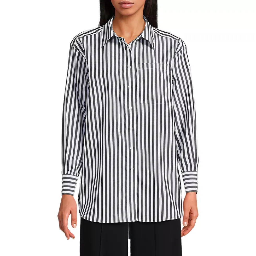 Women's Oversized No Iron Tunic with Statement Collar Shirt