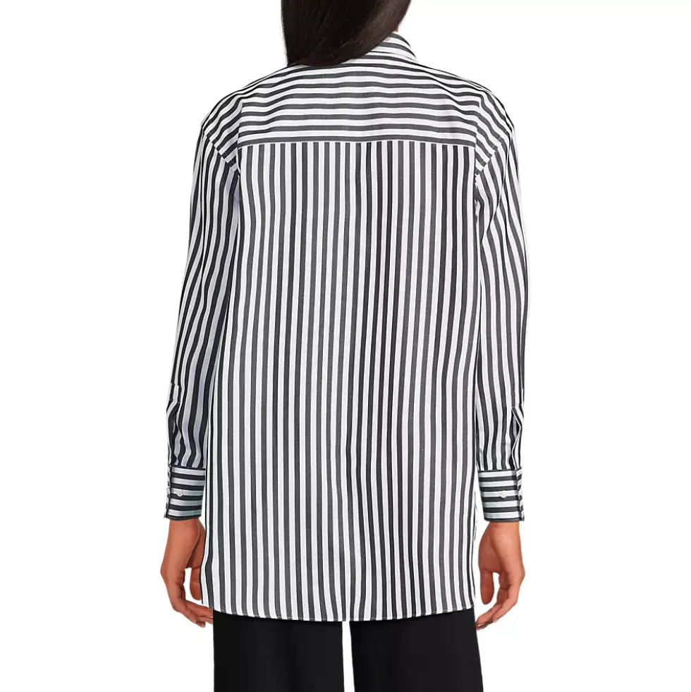 Women's Oversized No Iron Tunic with Statement Collar Shirt