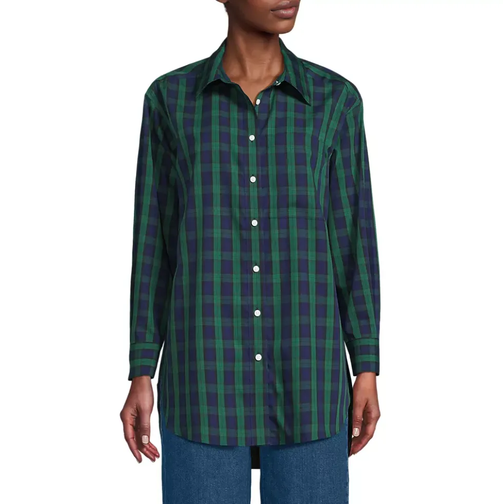Women's Oversized No Iron Tunic with Statement Collar Shirt