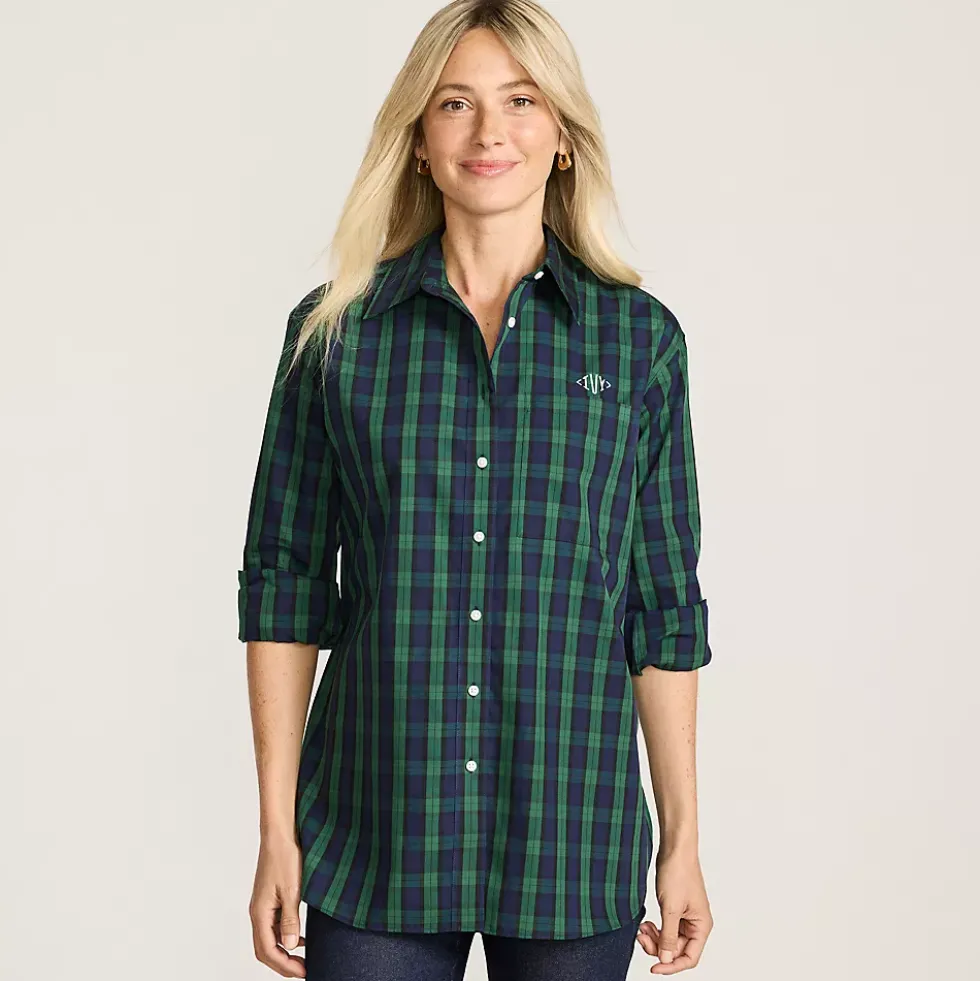 Women's Oversized No Iron Tunic with Statement Collar Shirt