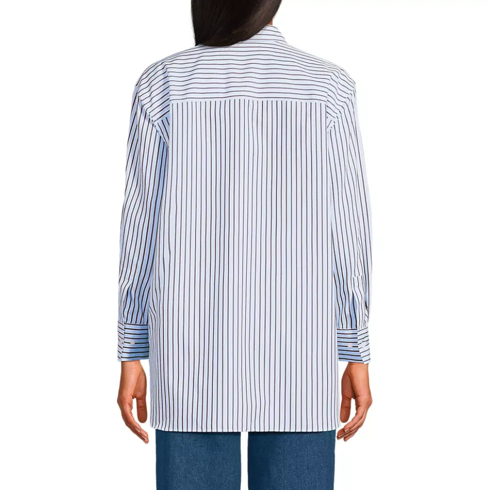 Women's Oversized No Iron Tunic with Statement Collar Shirt