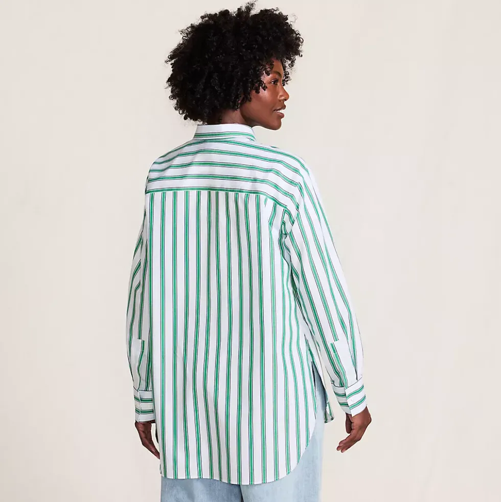Women's Oversized No Iron Tunic with Statement Collar Shirt