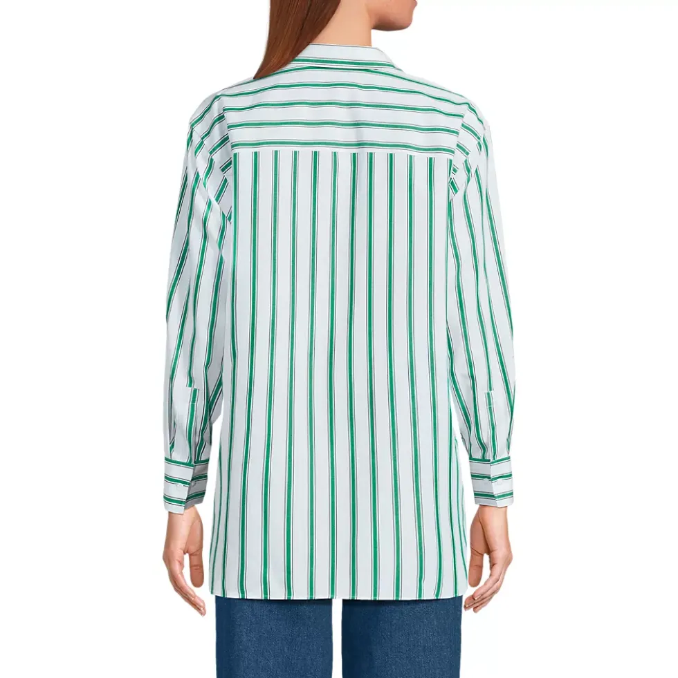 Women's Oversized No Iron Tunic with Statement Collar Shirt