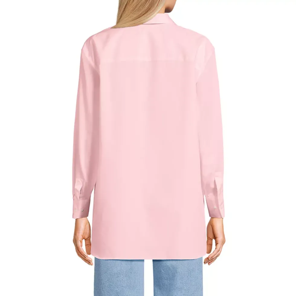 Women's Oversized No Iron Tunic with Statement Collar Shirt