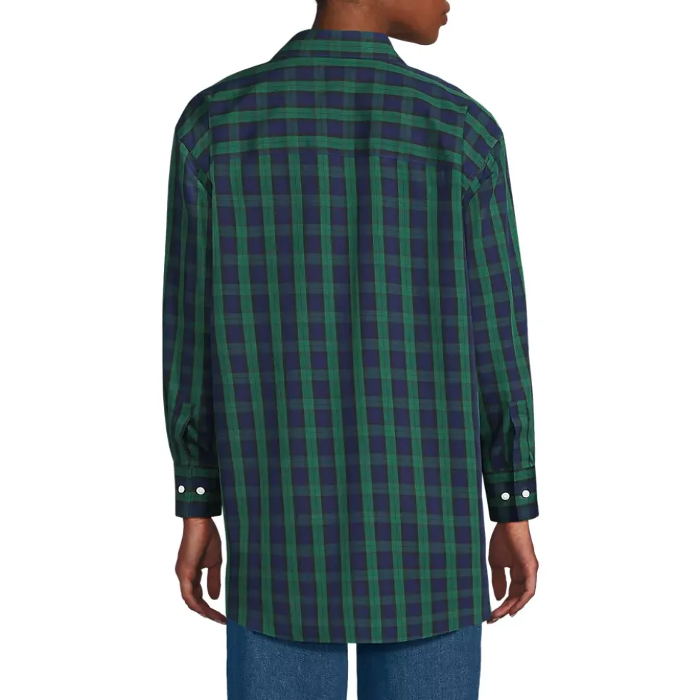 Women's Oversized No Iron Tunic with Statement Collar Shirt
