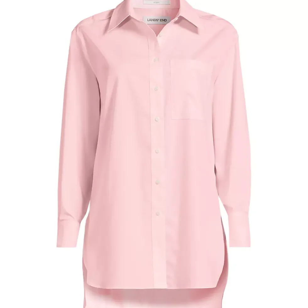 Women's Oversized No Iron Tunic with Statement Collar Shirt