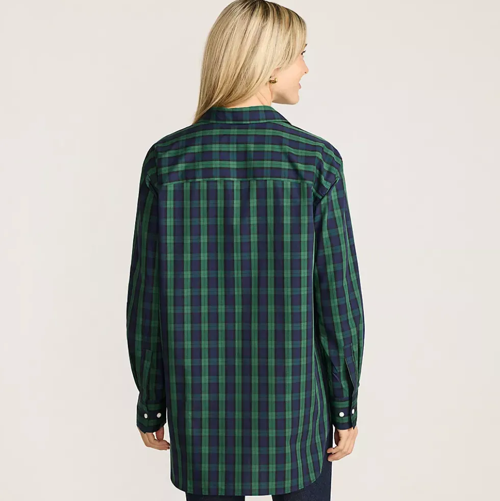 Women's Oversized No Iron Tunic with Statement Collar Shirt