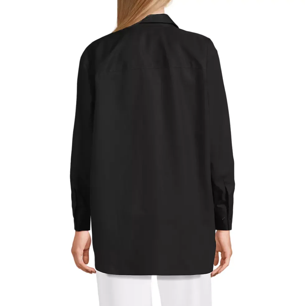 Women's Oversized No Iron Tunic with Statement Collar Shirt